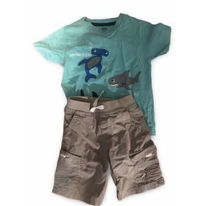 Gymboree Shirt & Cherokee Shorts Boys Outfit 3T Shark Graphic Set